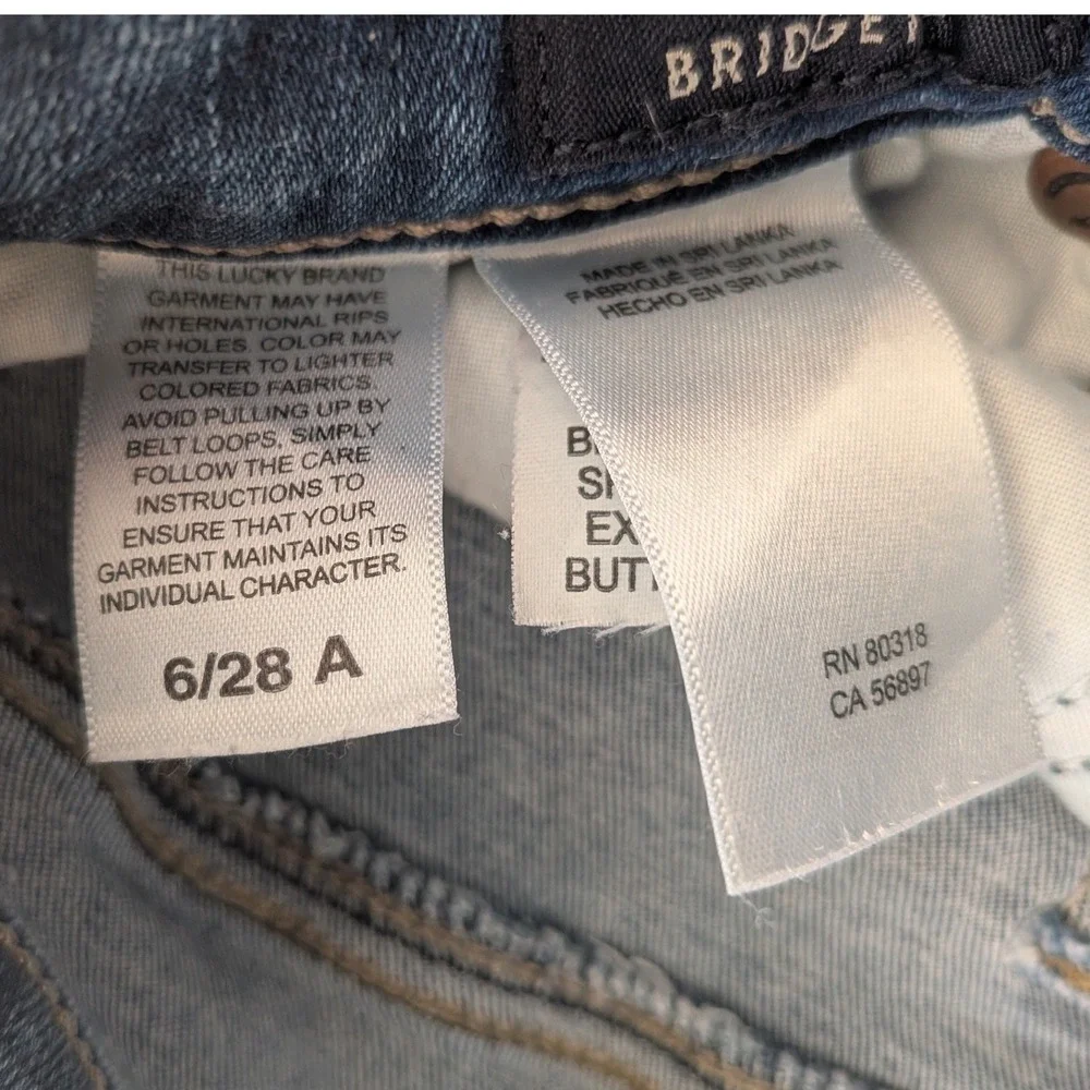 LUCKY Brand Bridgette Skinny Ankle Jeans 6/28 Medium Wash Button Fly Raw Hem Y2k